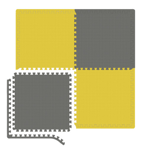 Мат-пазл  Hop-Sport HS-A010PM-4 EVA 1cm 4 части yellow-gray - фото №2